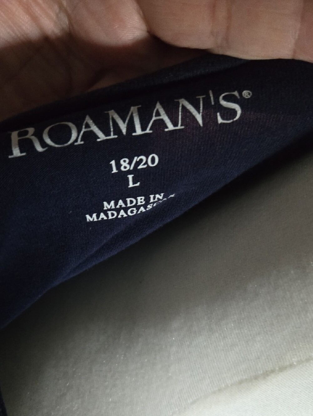 Roaman's Navy Embroidered Scoop Neck Short-Sleeve Top - Picture 2 of 6